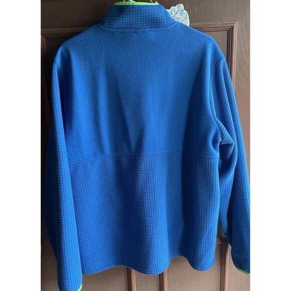 Lands End Jacket Men’s Large - Blue Thermal W/Green -Fleece, Outdoor Full Zip - Picture 2 of 3
